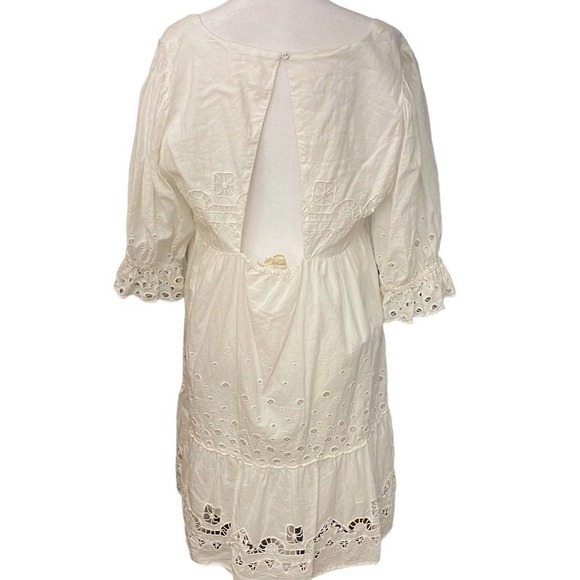 Anthro Audrina Forever That Girl White Eyelet Swing Dress Size Petite Large PL - Picture 12 of 16